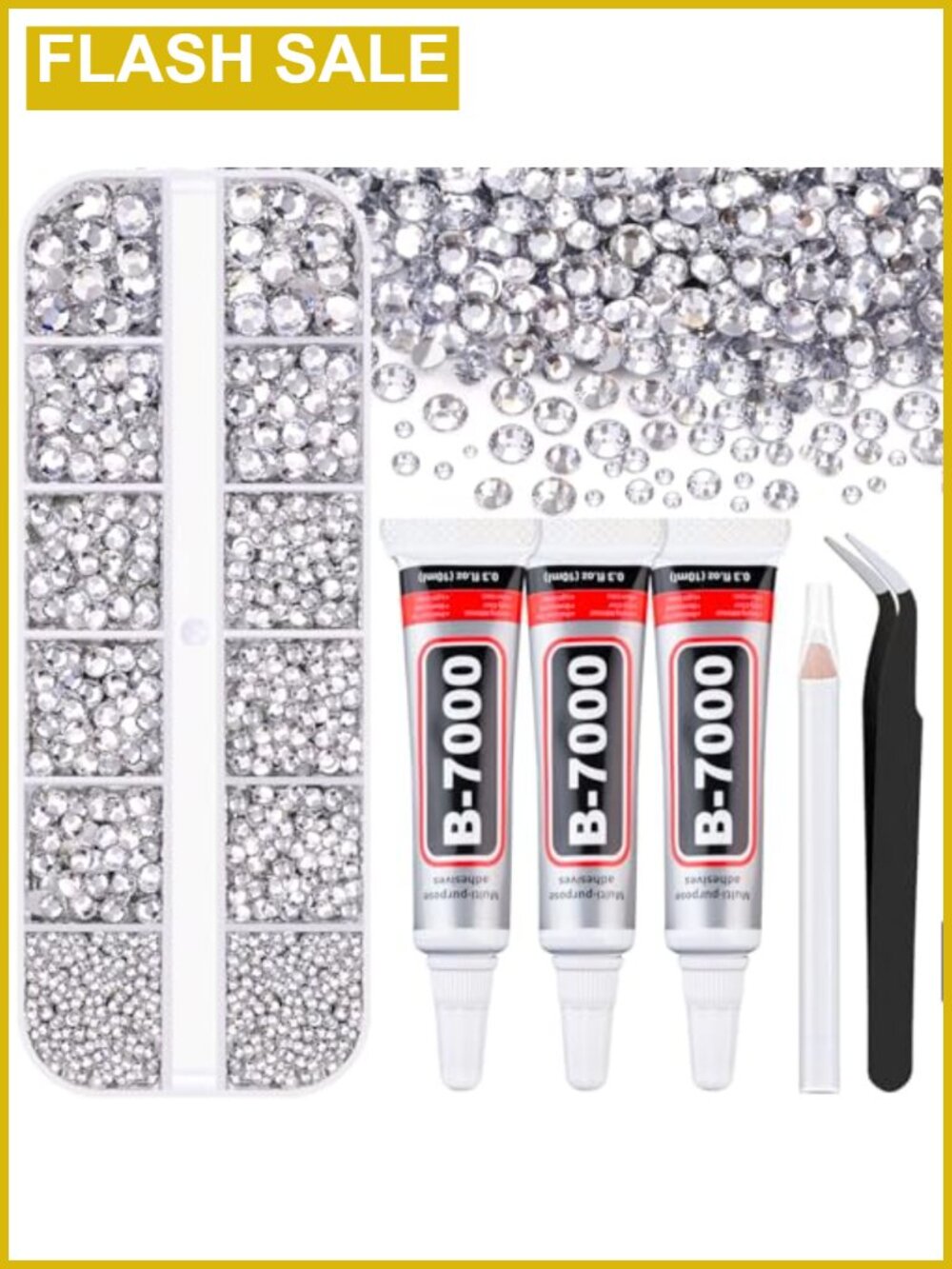 Resin Rhinestones Kit Flatback Crystals with B7000 Glue Nail Art Crafts